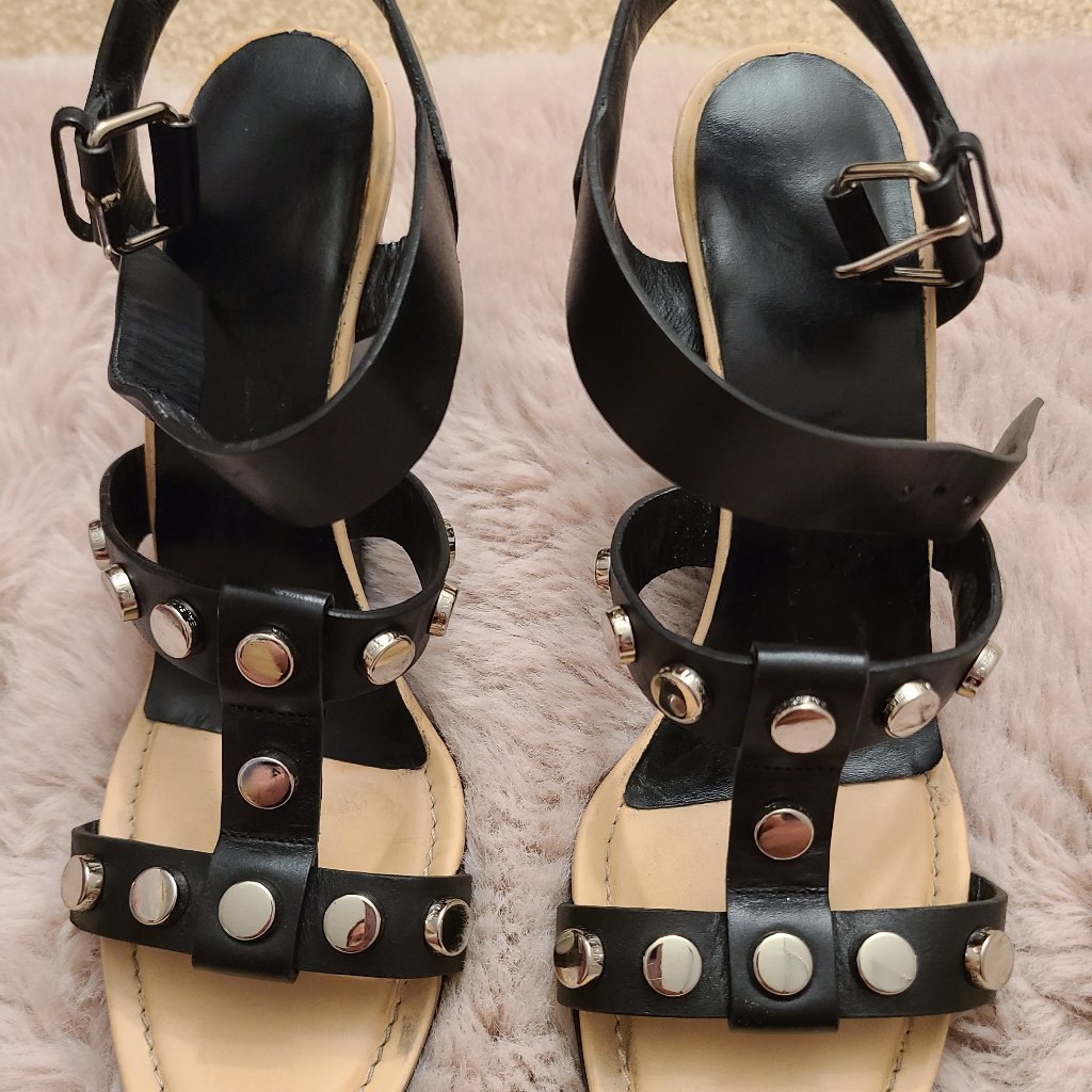 Balenciaga Black Sandals With Studs Size 8
